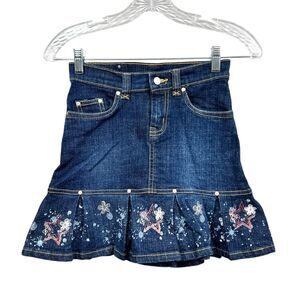 Disney High School Musical Girls Jean Denim Skirt Pleated Hem Blue Sz Tween 8‎